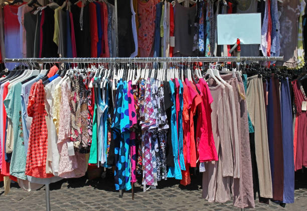 istock Summer clothes sold on market 1161471274