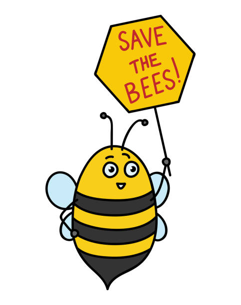 "꿀벌을 구하라"는 플래카드가 달린 꿀벌 - colony collapse disorder stock illustrations