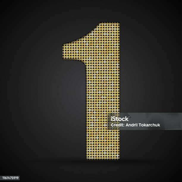 Vector Gold Glitter Sequins Number 1 Stock Illustration - Download
