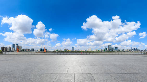 istock Empty floor and modern city skyline in Shanghai 1161476964