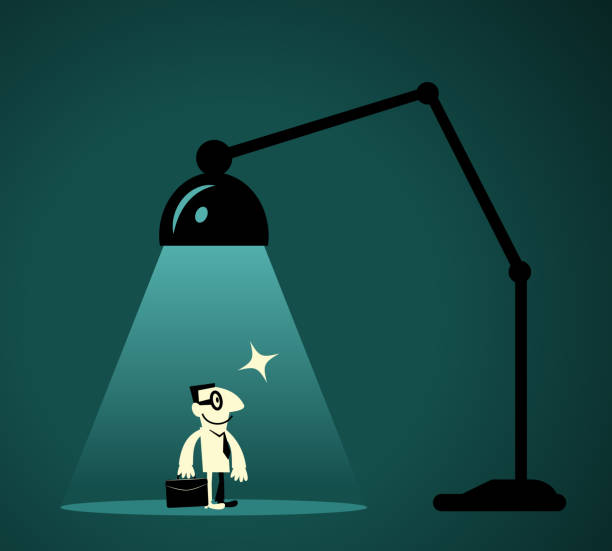 Businessman with briefcase standing in front of desk lamp (Spotlight) Business Man Characters with Glasses Manga Style Cartoon Vector art illustration. Full Length.
Businessman with briefcase standing in front of desk lamp (Spotlight). businessman standout stock illustrations