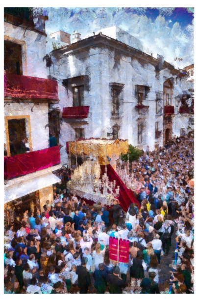 istock Virgin holy week procession - digital photo manipulation 1161487735