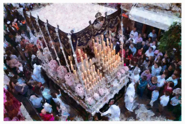 Photo of Virgin holy week procession - digital photo manipulation