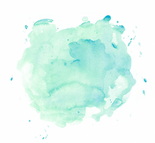 macchia acquerello verde - watercolor painting drop paint splashing foto e immagini stock