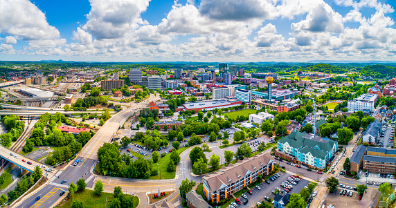 Knoxville, Tennessee, USA Downtown Skyline Aerial.