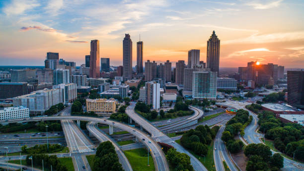 istock Atlanta, Georgia, USA Skyline Drone Sunset 1161499151