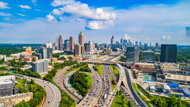 Atlanta, Georgia, USA Downtown Skyline Aerial stock photo