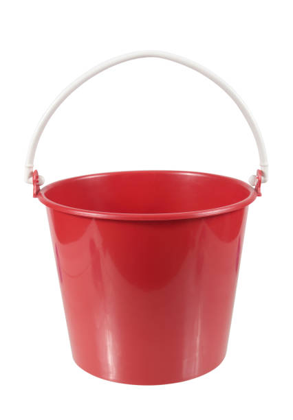 istock empty red plastic household bucket isolated on white background 1161500853
