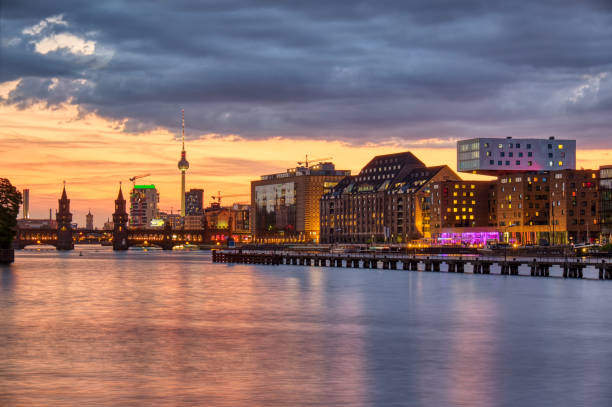 istock Dramatic sunset at the river Spree in Berlin 1161502545