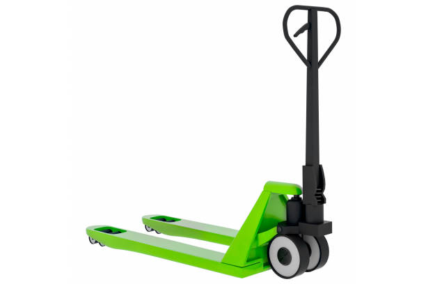 Hand pallet truck isolated on white background. 3d illustration Hand pallet truck isolated on white background. 3d illustration. pallet jack handle stock pictures, royalty-free photos & images