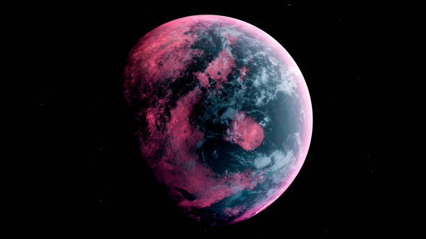 planeta alienígena en el espacio exterior. renderizado 3d - alien world fotografías e imágenes de stock