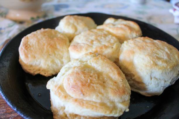 istock Freshly baked buttermilk biscuits in cast iron skillet 1161504283