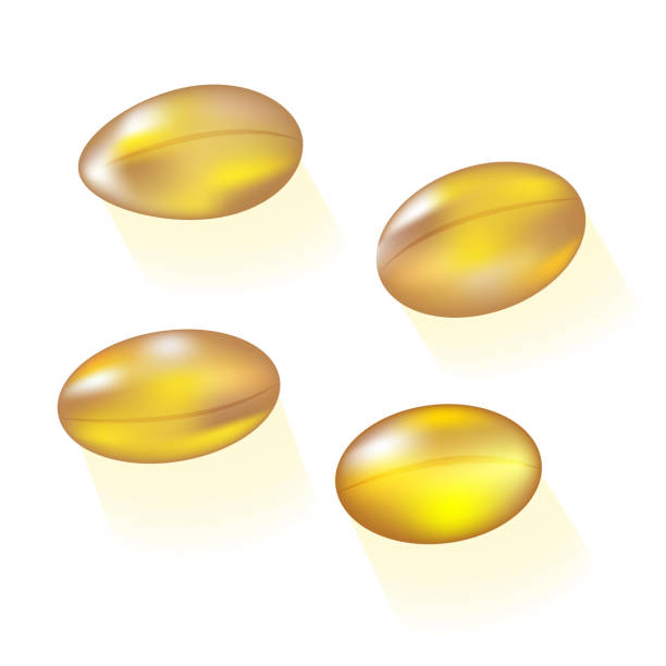 ilustrações, clipart, desenhos animados e ícones de óleo de peixe, objeto macio translúcido da cápsula do gel-ilustração do vetor do eps 10 - capsule pill lecithin fish oil