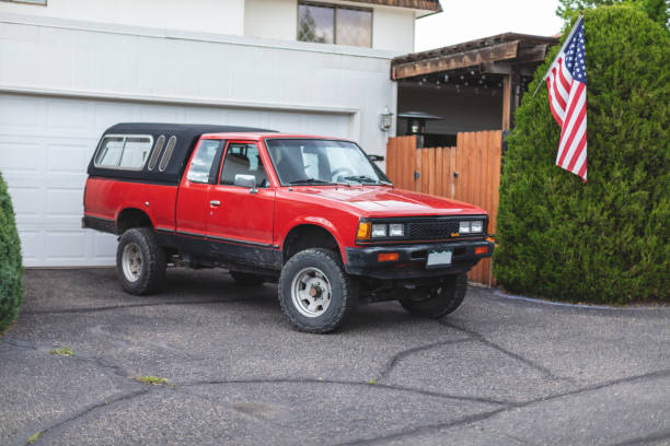 istock Western Colorado Vehicles with Copy Space parked Retro pick-up 1161511190