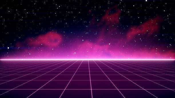 istock Retro Sci-Fi Background Futuristic landscape of the 80`s. Digital Cyber Surface. Suitable for design in the style of the 1980`s 1161511296