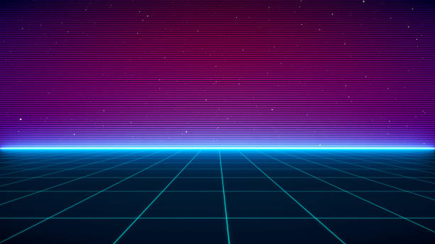 istock Retro Sci-Fi Background Futuristic landscape of the 80`s. Digital Cyber Surface. Suitable for design in the style of the 1980`s 1161511298