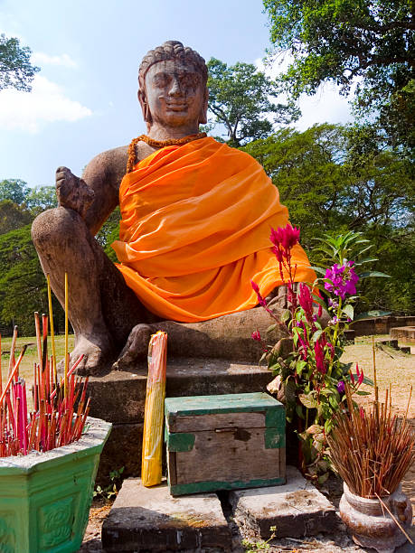 leper king estátua - wat angkor thom imagens e fotografias de stock