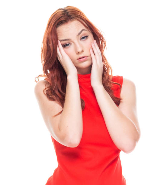 istock Beautiful female in red dress 1161522075