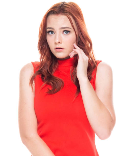 istock Beautiful female in red dress 1161523186