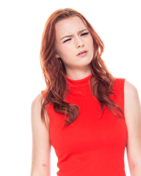 istock Beautiful female in red dress 1161523321