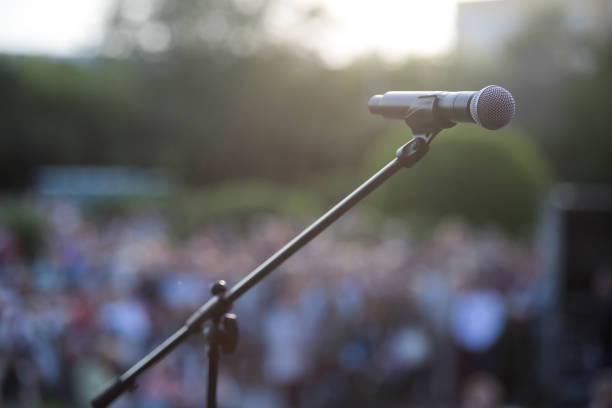 istock Close up microphone at the concert stand 1161523396