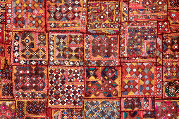 istock Detail old patchwork carpet, India. Close up 1161523436