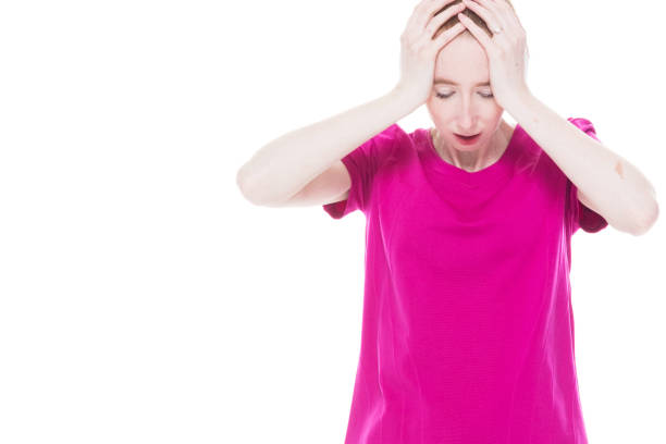 istock Beautiful female in running clothes - headache 1161532272