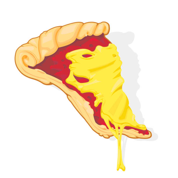 illustrazioni stock, clip art, cartoni animati e icone di tendenza di fetta di pizza - pizza margherita