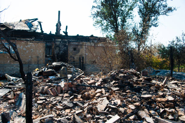 istock Ruins of house after fire 1161533477