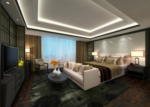 istock Hotel Room Interior 3D Illustration Photorealistic Rendering 1161539462
