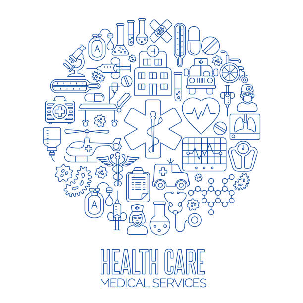 Medical services concept Medicine and healthcare collage vector. medicare icons stock illustrations