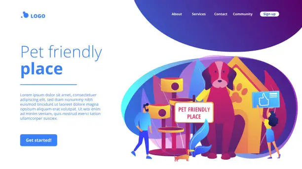 Vector illustration of Pet friendly place concept landing page