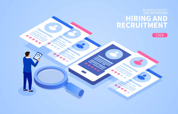 Online HR Recruitment and Job Interview Online HR Recruitment and Job Interview interview event designs stock illustrations