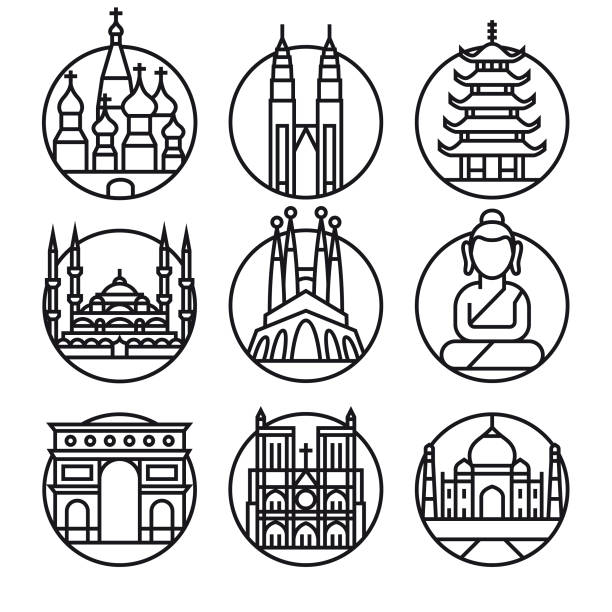 ilustrações de stock, clip art, desenhos animados e ícones de vector famous travel - icon set - turkish arch