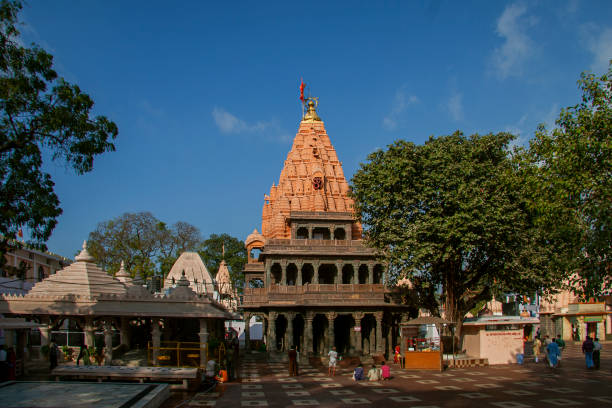 Exterior view of Mahakaleshwar Temple, Ujjain, Madhya Pradesh, India stock photo