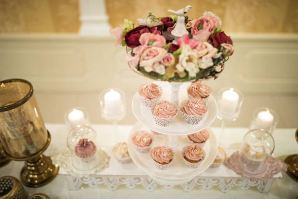 istock Elegant sweet table set at birthday party 1161558636