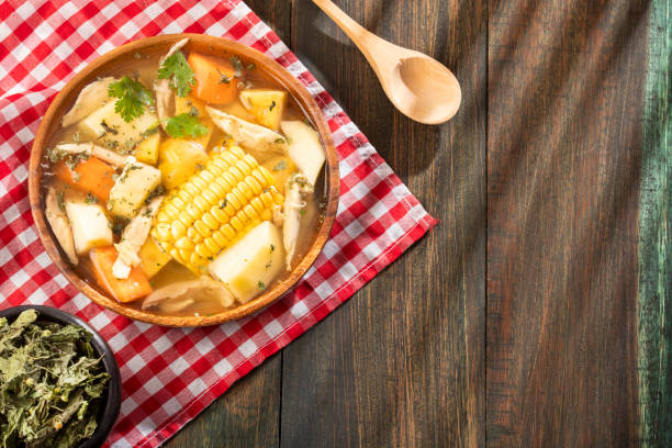 istock Traditional Colombian ajiaco served on black ceramic dish 1161561249