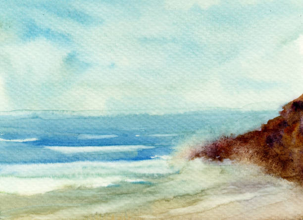 istock watercolor painting of stunning beach waves hitting the rocks 1161561332