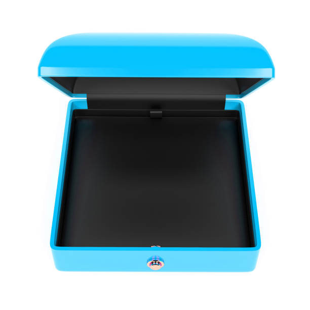 istock Blue jewelry box with black velvet lining. 3d rendering illustration isolated 1161562225