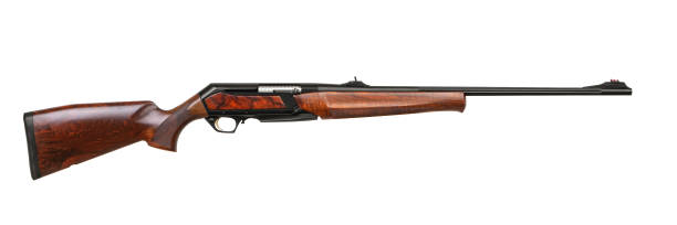 istock Modern semi-automatic hunting rifle with a wooden butt isolate on a white background 1161563863