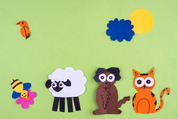 istock Cute animals cutouts from colored paper. Funny for kids. 1161563901