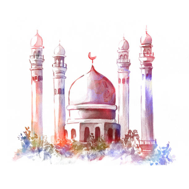 istock Watercolor Mosque illustration. Concept for Islamic Muslim holiday. 1161573104