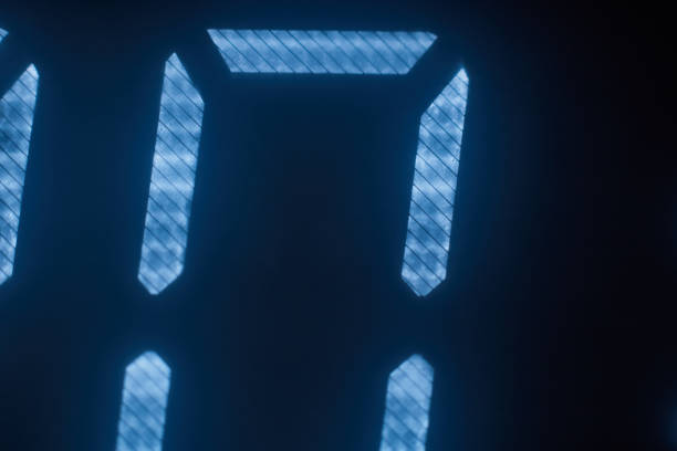 lcd clock display macro view - binary code close up computer data imagens e fotografias de stock