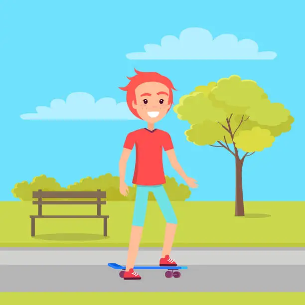 Vector illustration of Active Teenager and Park, Vector Illustration