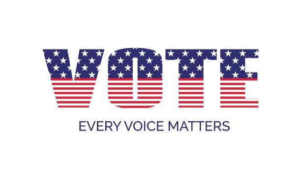 Vote. Every voice matters. Vector banner template for US presidential election vector art illustration