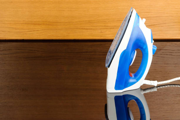 istock Blue and white iron on the wood mirror background with copy space 1161577311