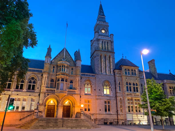 Town Hall of Ealing Broadway at dusk Artistic architecture of Ealing at twilight - City Town Hall on New Broadway in London, England eanling stock pictures, royalty-free photos & images