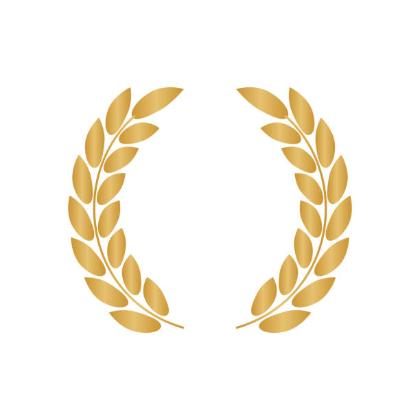 istock Icon laurel wreath. Laurel wreath with golden ribbon 1161580495