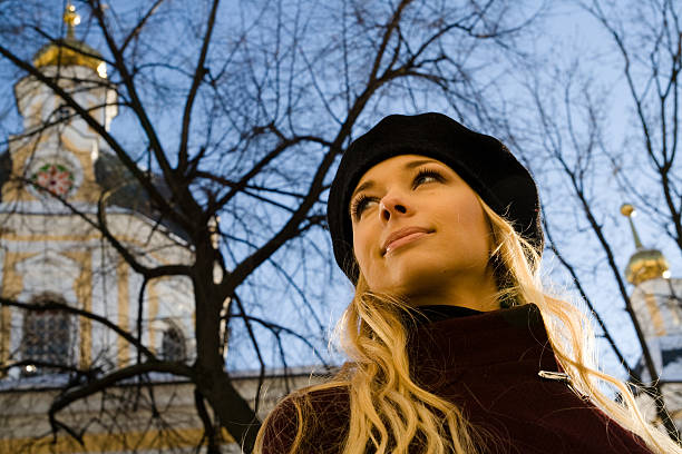 istock Blonde near church 116158190