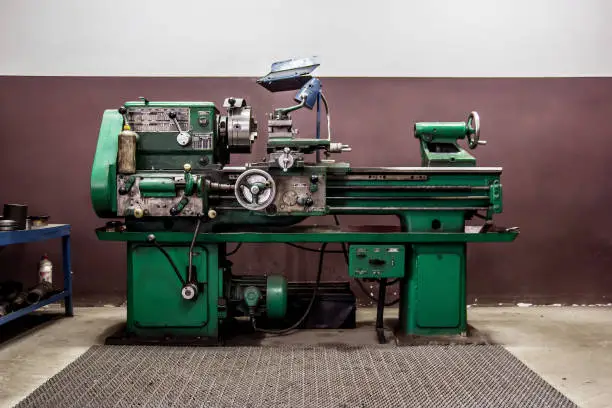 old lathe in the workshop